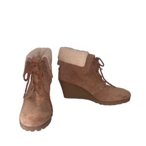Nautica New Rendon Faux Suede Sherpa Wedge Ankle Bootie